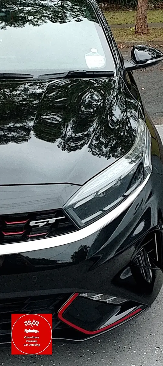 Black vehicle after exterior car detailing in Caboolture