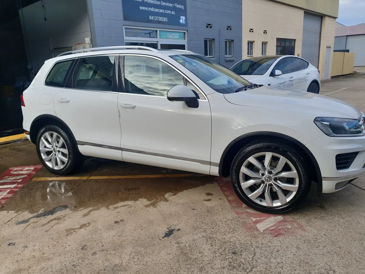 White SUV after pre-sale car detailing in Caboolture